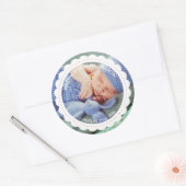 Aankondiging geboorte Foto gepersonaliseerd Ronde Sticker (Envelop)