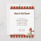 Aankondiging geboorte jongen met sokken aap, rode  (Achterkant)