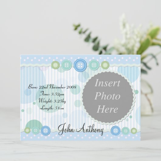 Aankondiging geboorte jongetje (Staand voorkant)