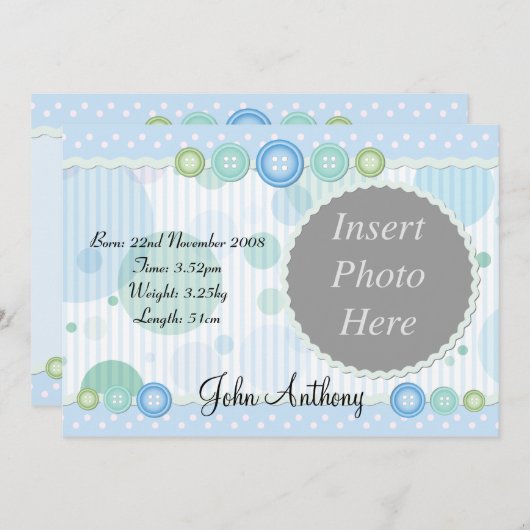 Aankondiging geboorte jongetje (Voorkant / Achterkant)