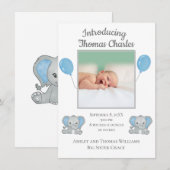 Aankondiging geboorte jongetje blauwe olifanten ba (Voorkant / Achterkant)