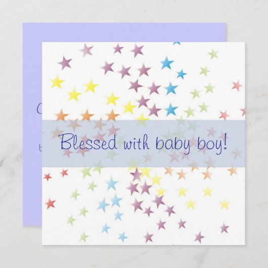 Aankondiging geboorte jongetje Rainbow Stars (Voorkant / Achterkant)