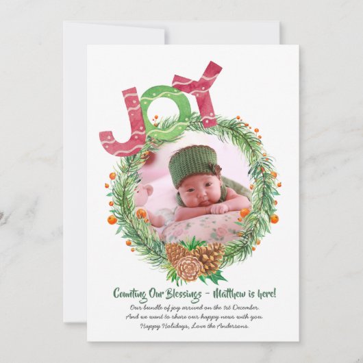 Aankondiging geboorte Kerstmis met dankbaarheid (Voorkant)