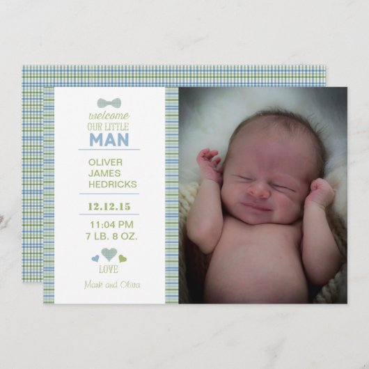 Aankondiging geboorte kleine man (Voorkant / Achterkant)