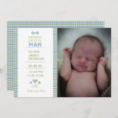 Aankondiging geboorte kleine man (Voorkant / Achterkant)