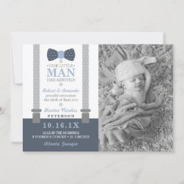 Aankondiging geboorte kleine man, Blauw, Grijs