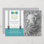 Aankondiging geboorte kleine man, turquoise, groen (Voorkant / Achterkant)