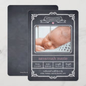 Aankondiging geboorte Lijst, gekalkt - Roze (Voorkant / Achterkant)