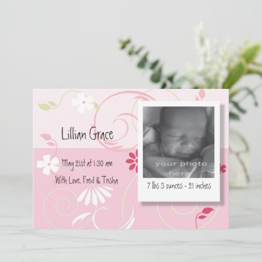 Aankondiging Geboorte Meisje (Staand voorkant)