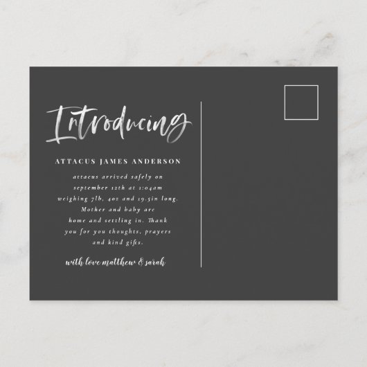 Aankondiging geboorte met waterverf script tekst f (Achterkant)