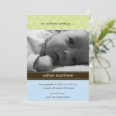 Aankondiging geboorte moderne Stippen - blauw (Staand voorkant)