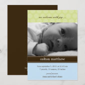 Aankondiging geboorte moderne Stippen - blauw (Voorkant / Achterkant)