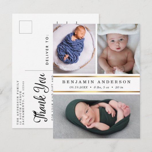 Aankondiging Geboorte Nieuwe Baby Bedankt Foto (Voorkant / Achterkant)