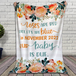 Aankondiging geboorte Rozen zijn rood, viooltjes z Fleece Deken