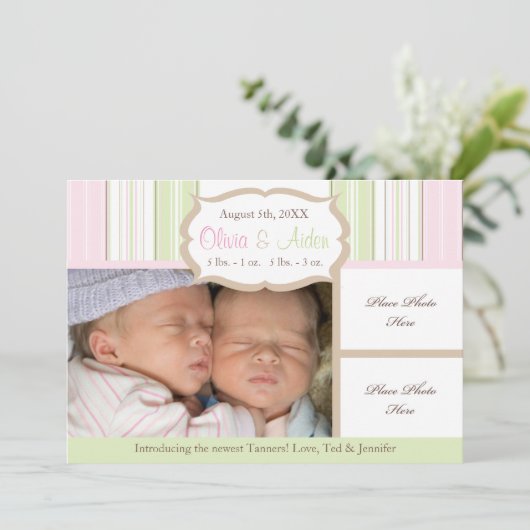Aankondiging Geboorte - Tweeling (Staand voorkant)