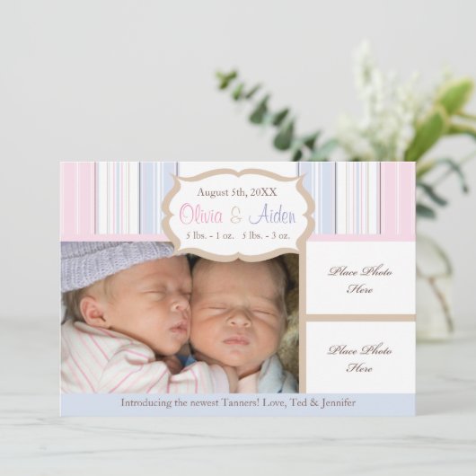Aankondiging geboorte - Twins (Staand voorkant)