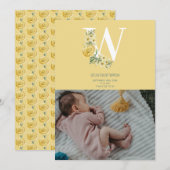 Aankondiging geboorte van gele bloemen geboorte St (Voorkant / Achterkant)