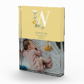 Aankondiging geboorte van gele bloemen geboorte St Fotoblokken (Rechts)