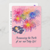 Aankondiging geboorte van New Baby Girl met Firewo (Voorkant / Achterkant)