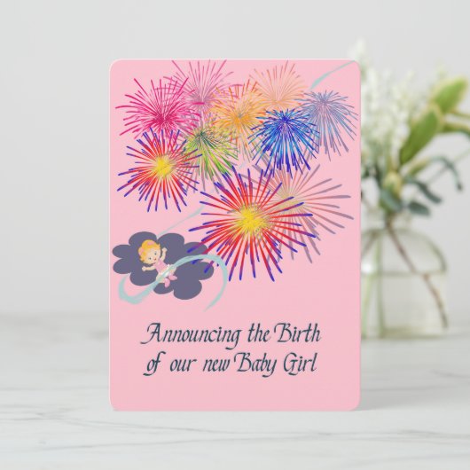 Aankondiging geboorte van New Baby Girl met Firewo (Staand voorkant)