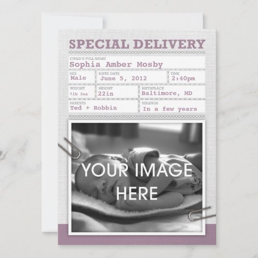 Aankondiging geboortebewijs Baby (Voorkant)