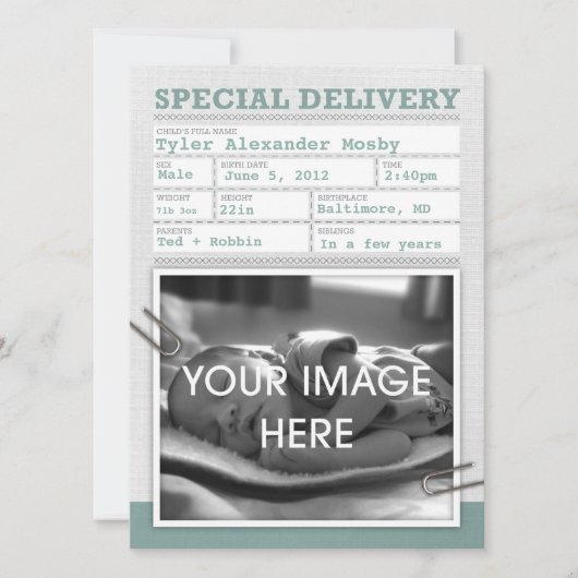 Aankondiging geboortebewijs Baby (Voorkant)