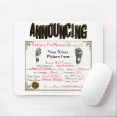 Aankondiging geboortebewijs_Mousepad Muismat (Met muis)