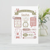 Aankondiging Geboortestatistieken Roze Baby (Staand voorkant)