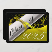 Aankondiging geel en zwart Afstuderen (Voorkant / Achterkant)