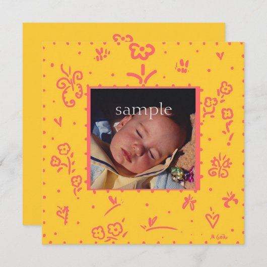 Aankondiging gele en zalmbloem (Voorkant / Achterkant)