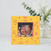 Aankondiging gele en zalmbloem (Staand voorkant)