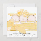 Aankondiging gele triplet Baby shower-uitnodiging (Voorkant)