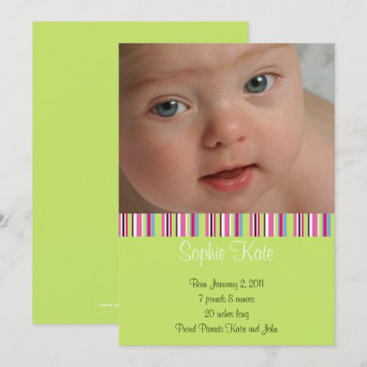 Aankondiging gepersonaliseerde geboorte (Voorkant / Achterkant)