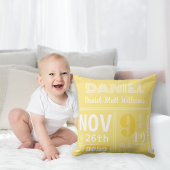 Aankondiging gepersonaliseerde Lemon Yellow Birth Kussen