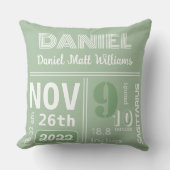 Aankondiging gepersonaliseerde moderne groengeboor kussen (Voorkant)