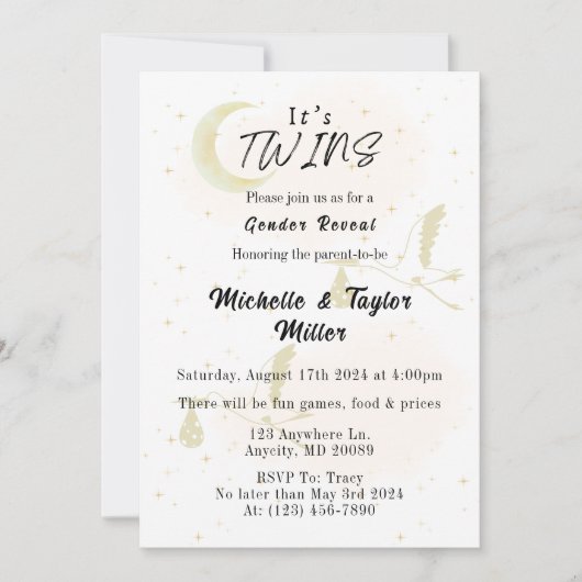 Aankondiging geslachtsonthulling tweeling (Voorkant)