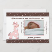 Aankondiging Giraffe geboorte (roze) (Voorkant)