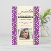 Aankondiging Giraffe Print Afstuderen (paars) (Staand voorkant)