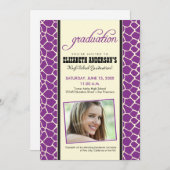 Aankondiging Giraffe Print Afstuderen (paars) (Voorkant / Achterkant)