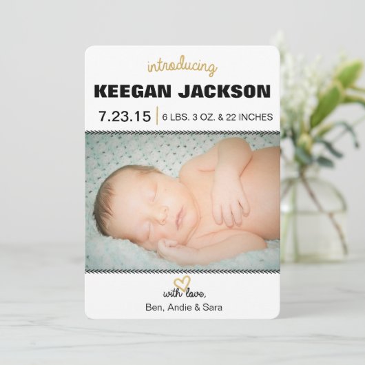 Aankondiging Glitter Gold Birth (Staand voorkant)