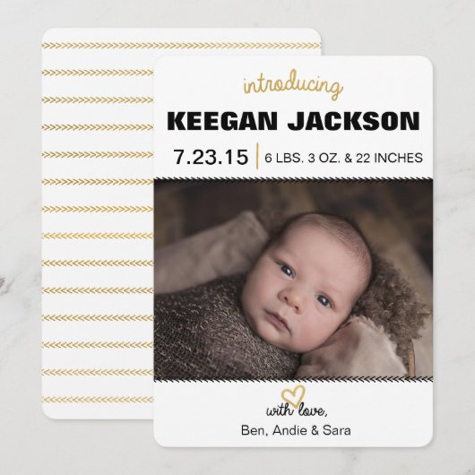 Aankondiging Glitter Gold Birth (Voorkant / Achterkant)