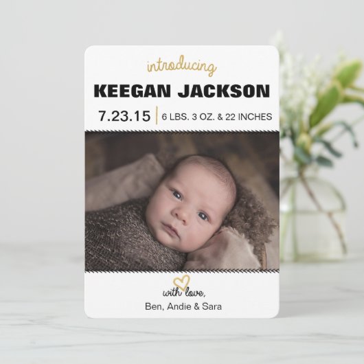 Aankondiging Glitter Gold Birth (Staand voorkant)