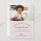 Aankondiging goedkeuring Blush Pink and White Stri (Voorkant)