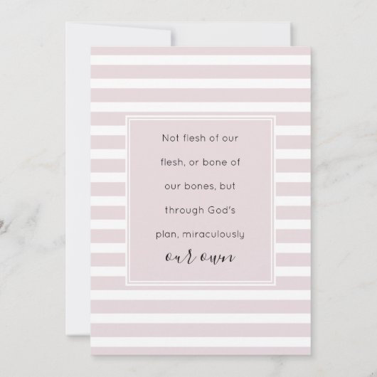 Aankondiging goedkeuring Blush Pink and White Stri (Achterkant)