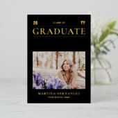 Aankondiging Gold & Black Modern Photo Afstuderen (Staand Voorkant)