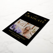 Aankondiging Gold & Black Modern Photo Afstuderen (Gedraaid)