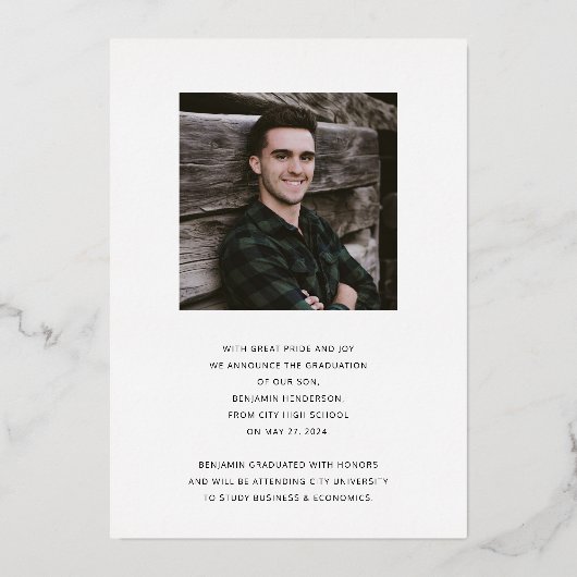 Aankondiging Gold Foil-fotoscript Afstuderen (Achterkant)