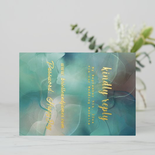 Aankondiging Gold Foil RSVP (Staand Voorkant)