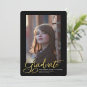 Aankondiging Gold Script Photo Afstuderen (Staand voorkant)