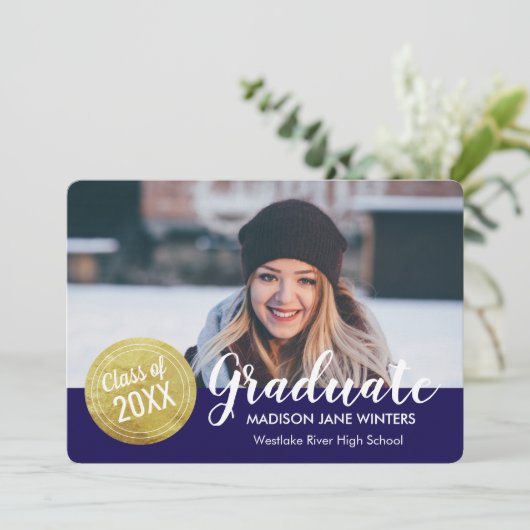 Aankondiging Gold Seal Afstuderen - Aangepaste kle (Staand voorkant)